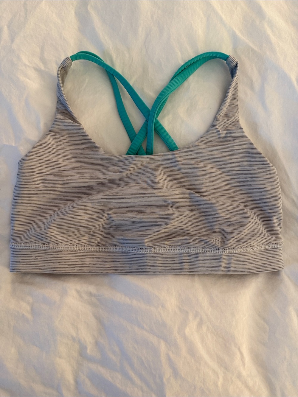 lululemon athletica Heather Gray Sports Bra with Teal Straps